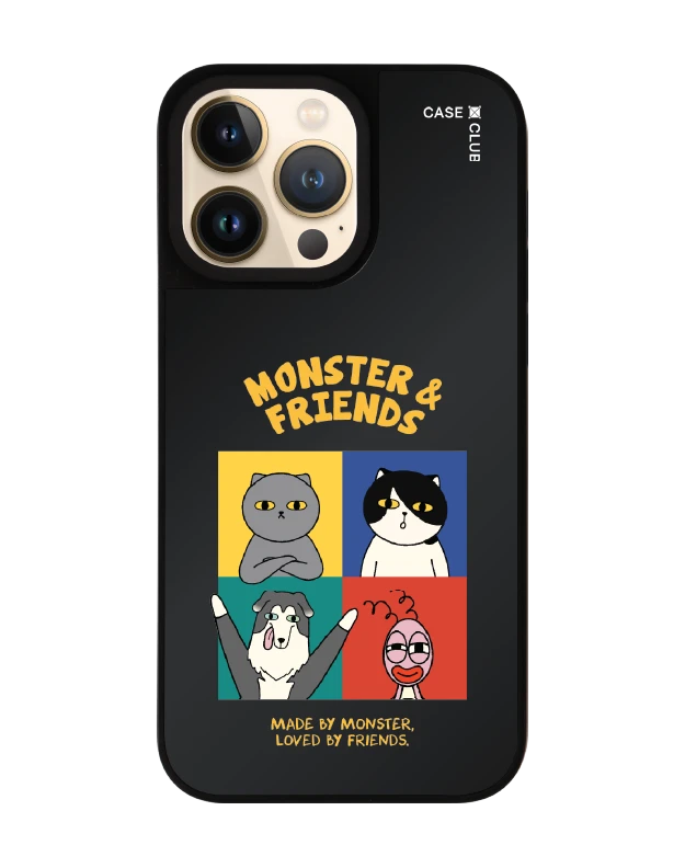 เคสกระจกดำด้าน iphone 14 pro max magsafe monster & friends แก๊งเพื่อนซี้