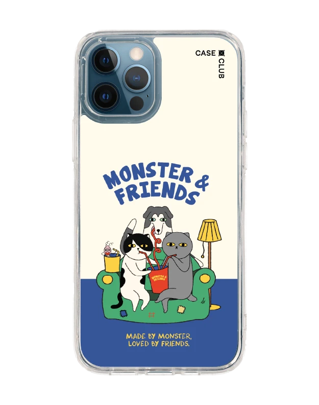 iphone 12/12 pro clear case monster & friends sofa club