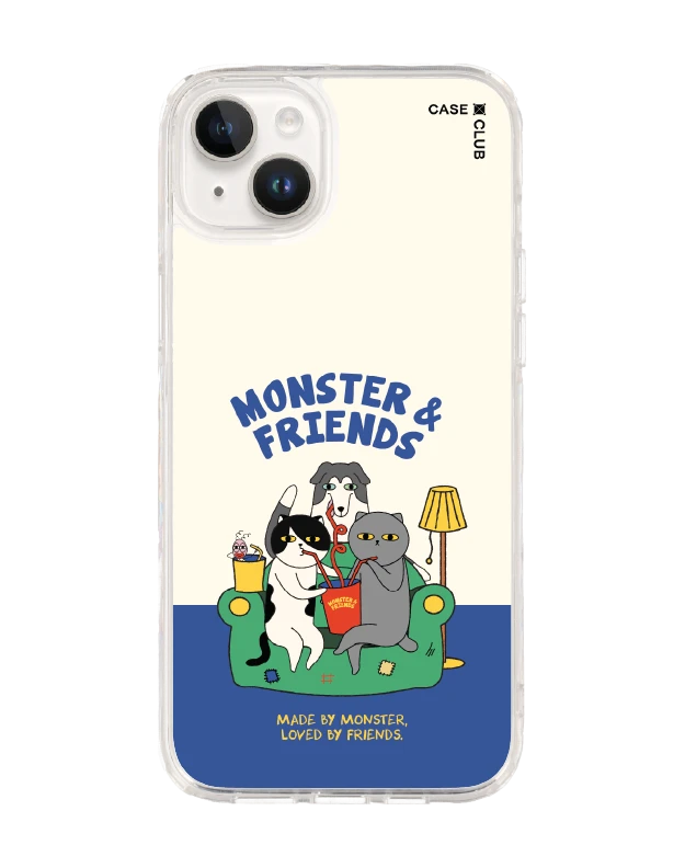 iphone 14 plus clear case monster & friends sofa club