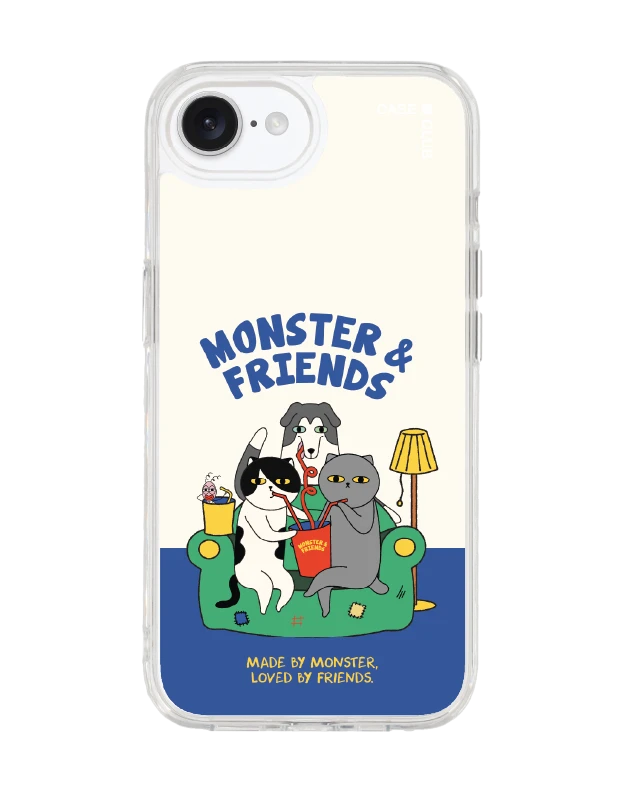 iphone 16e/17e clear case magsafe monster & friends sofa club