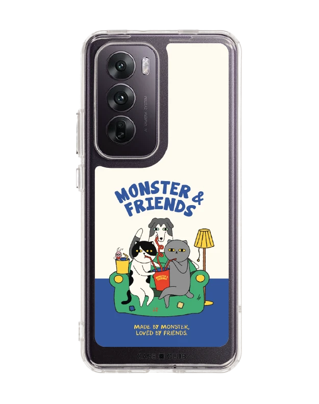 oppo reno 12 clear case monster & friends sofa club