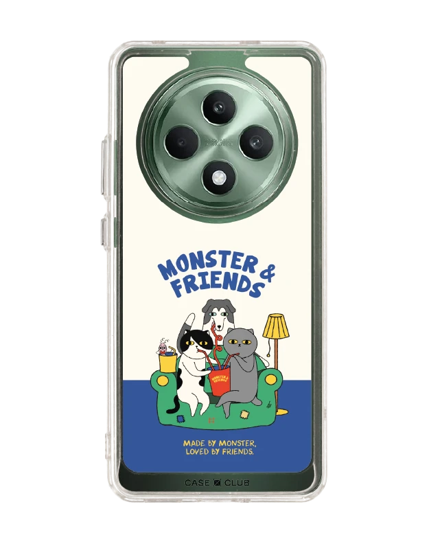 oppo reno 12f clear case monster & friends sofa club
