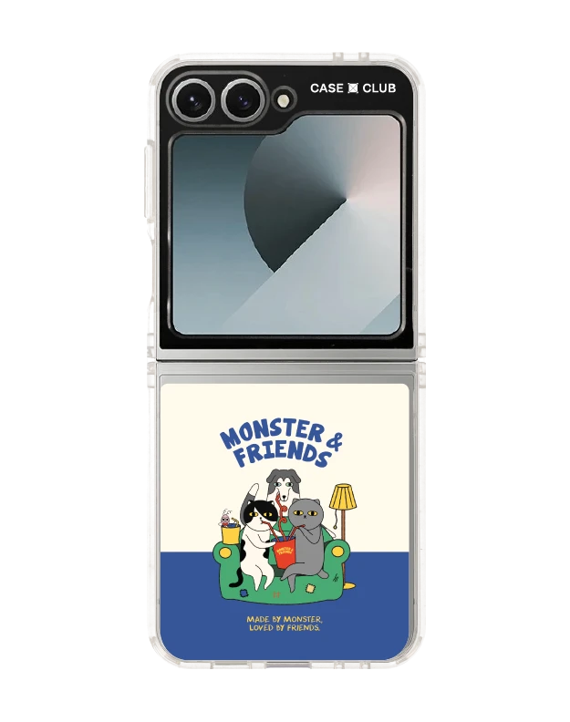 samsung galaxy z flip 6 clear case monster & friends sofa club