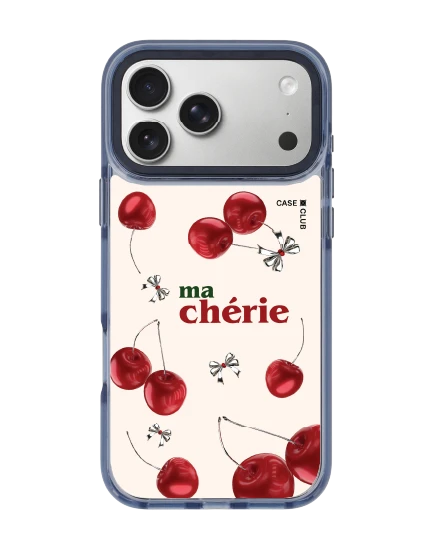 เคสใส iphone 17 pro max magsafe สีฟ้า เชอร์รี่แดงเมทัลลิก