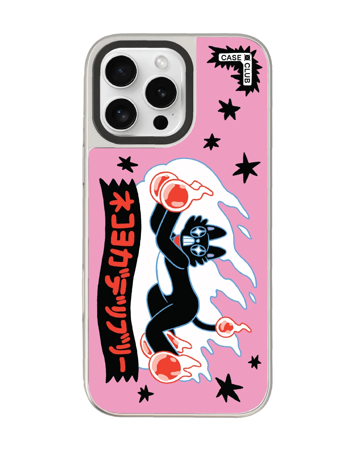 เคสกระจก iphone 16 pro max magsafe แมวดำป่วนโลกสีชมพู