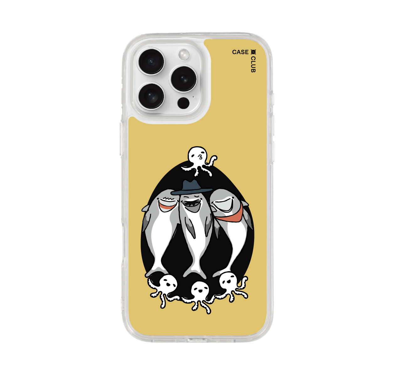 iphone 16 pro max clear case octopus & dolphin