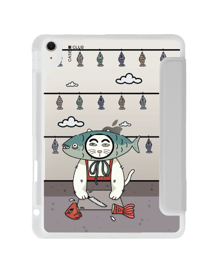 เคสใส iPad Air4/5/6/7 11" 2025 (M2/M3) สีเทา แมวโอมากาเสะ