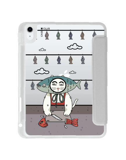 เคสใส iPad Gen 10th/11th 2025 สีเทา แมวโอมากาเสะ
