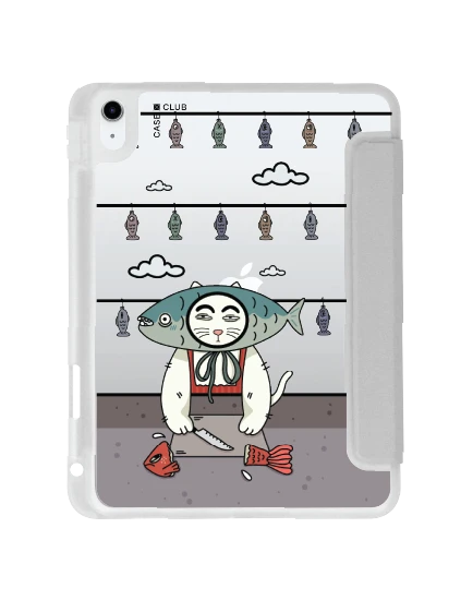 ipad gen 10th/11th 2025 clear grey omagase cat
