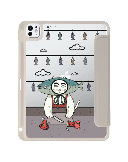 เคสใส iPad Pro 11 สีเทา แมวโอมากาเสะ