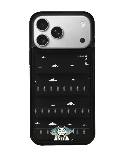 เคส iphone 17 pro max puffy สีดำ แมวเหมียวชุดปลาพร้อมหั่น