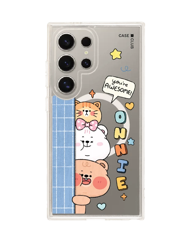 เคสใส samsung s24 ultra magsafe หมี onnie และแมวเพื่อนซี้