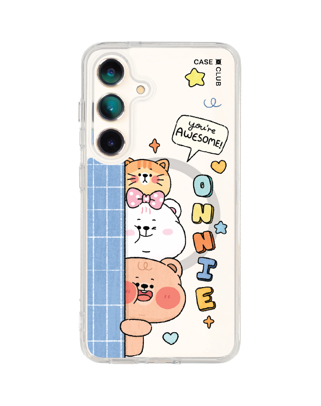 เคสใส samsung galaxy s25 magsafe หมี onnie และแมวเพื่อนซี้