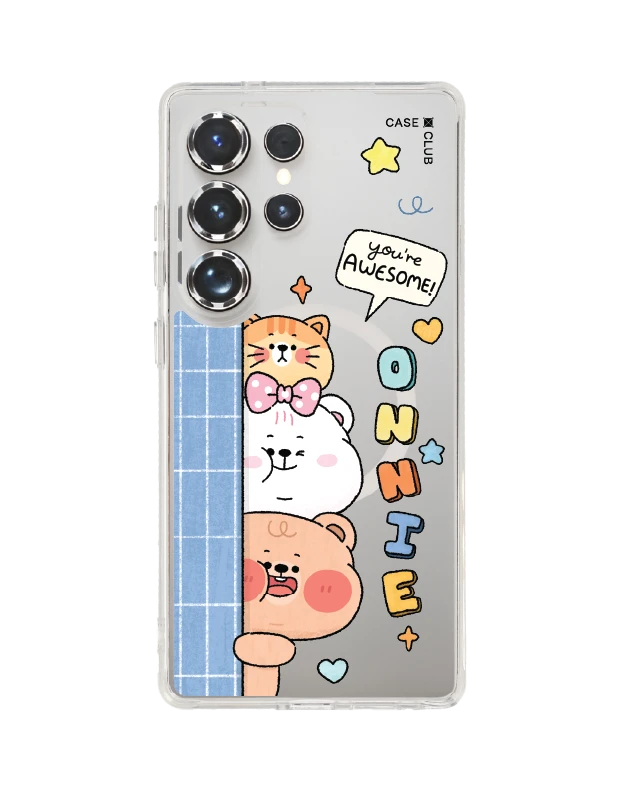 เคสใส samsung galaxy s25 ultra magsafe หมี onnie และแมวเพื่อนซี้