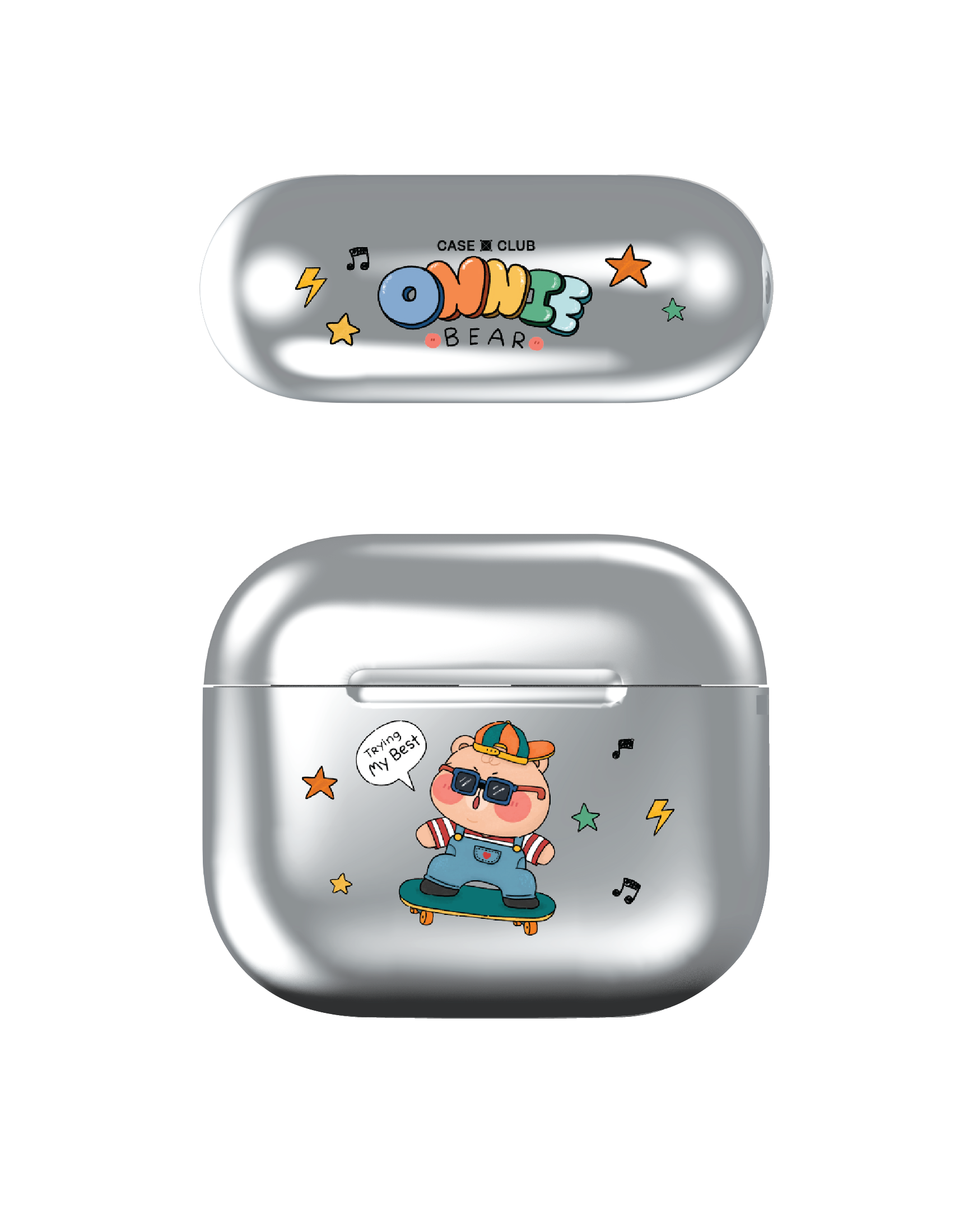 เคสกระจก AirPods รุ่น 3 Onnie Bear สเก็ตบอร์ด