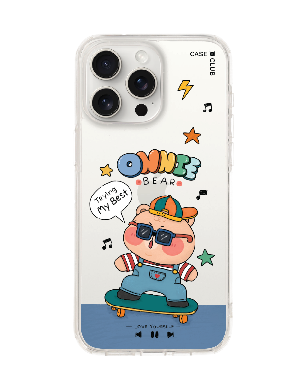 เคสใส iPhone 15 Pro Max Onnie Bear สเก็ตบอร์ด