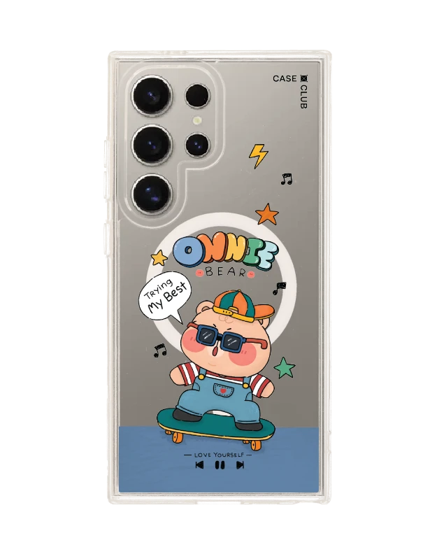 เคสใส samsung s24 ultra magsafe หมี onnie สุดเท่ห์บนสเก็ตบอร์ด
