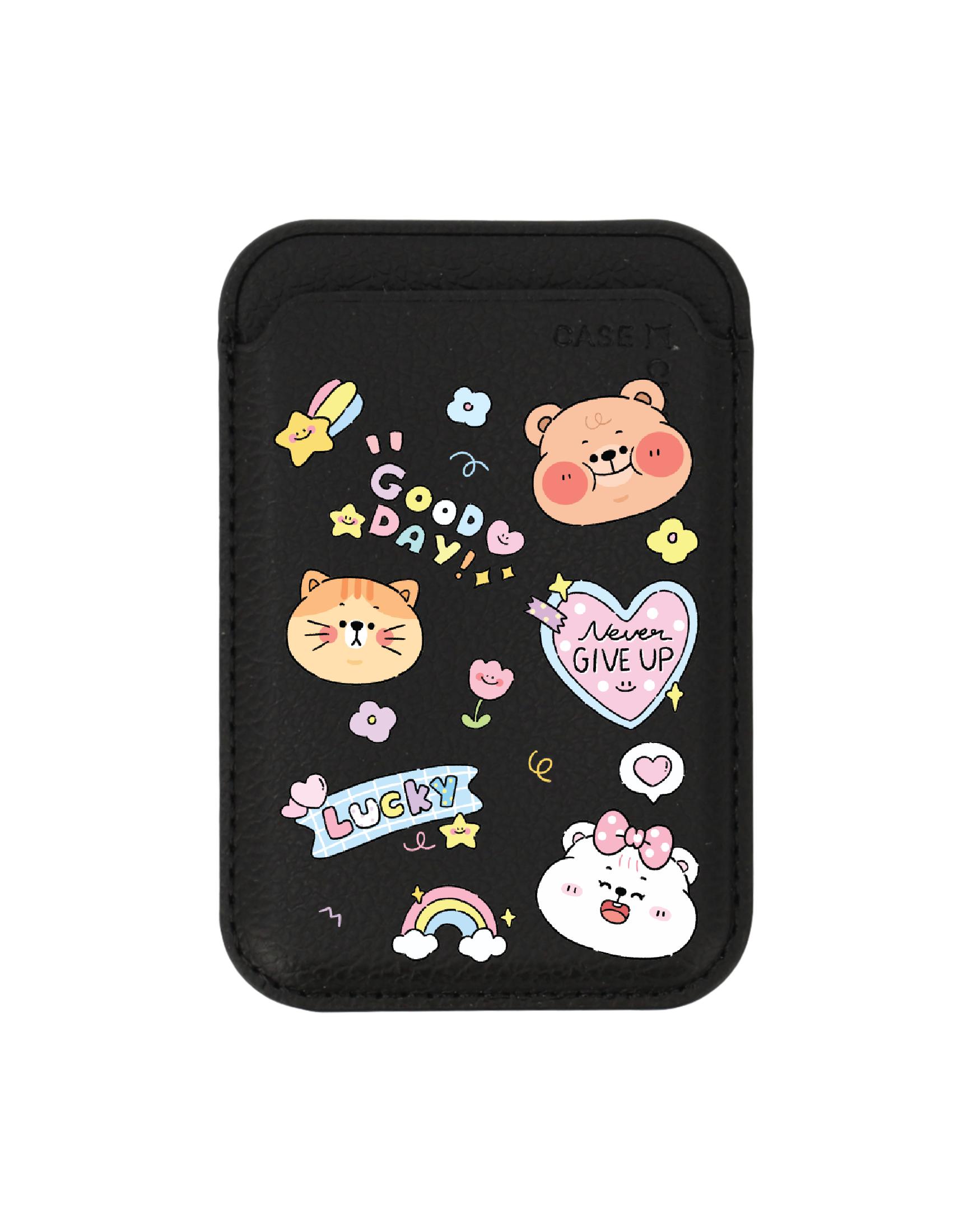 กระเป๋าใส่บัตร magsafe ดำ onnie bear สติ๊กเกอร์