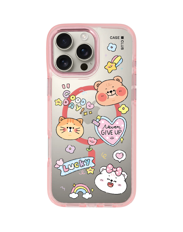 iPhone 16 Pro Max Clear Pink MagSafe Onnie Bear สติ๊กเกอร์