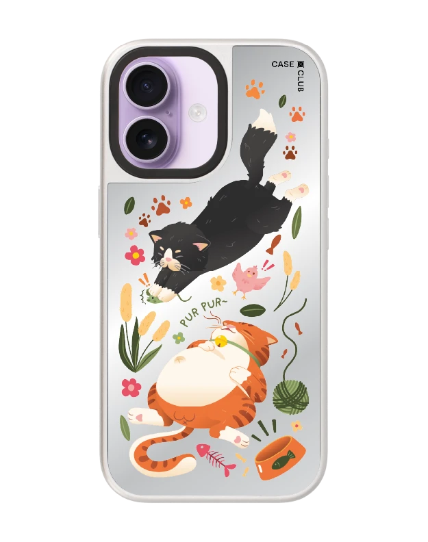 เคสกระจก iphone 17 magsafe เหมียวตัวกลมกับเพื่อนซี้แมวดำ