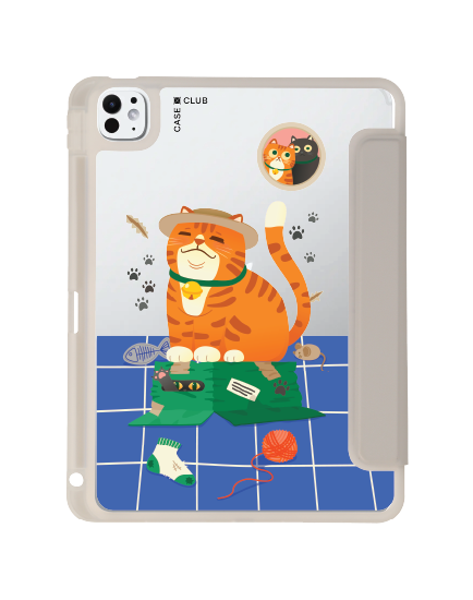 เคสใส iPad Pro 11 สีเทา แมวส้มบนกล่อง