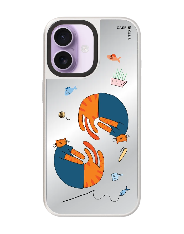 iphone 17 mirror silver magsafe orange cat with blue shirt