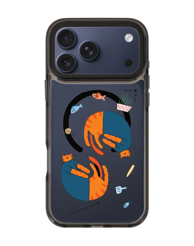 เคสใส iphone 17 pro max magsafe สีดำ แมวส้มน้ำเงินอินฟินิตี้
