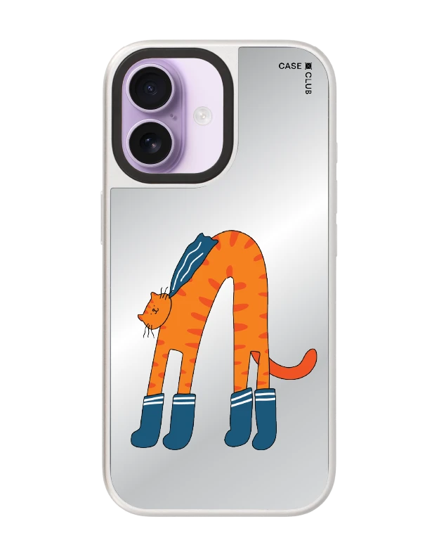 iphone 17 mirror silver magsafe orange cat with blue sock