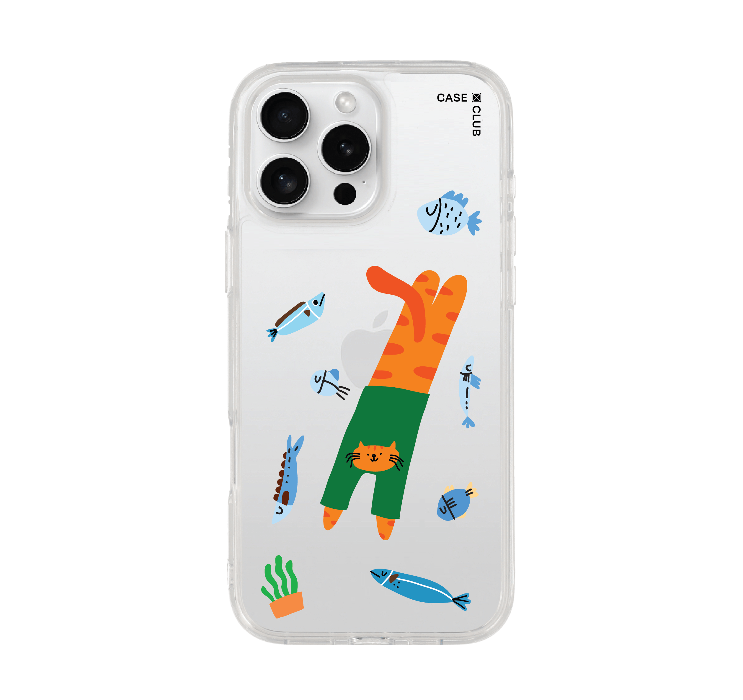 เคสใส iphone 16 pro max แมวส้มเสื้อเขียว