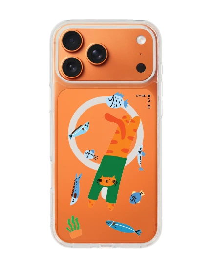 iphone 17 pro max clear magsafe orange cat with green shirt
