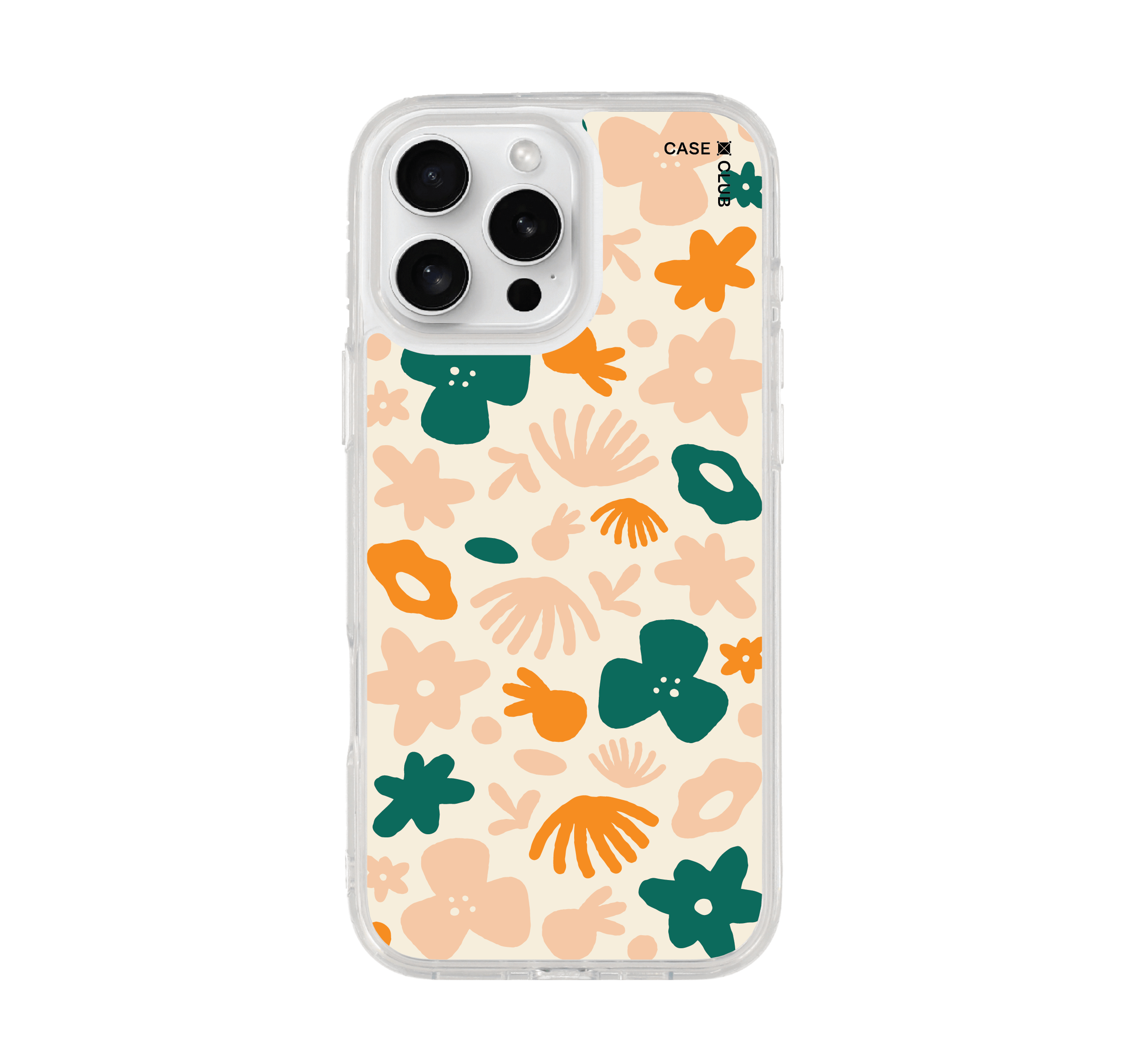 เคสใส iphone 16 pro max magsafe ลายดอกไม้สีส้ม