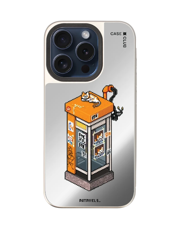 เคสกระจก iphone 15 pro magsafe ตู้โทรศัพท์ retro pixel