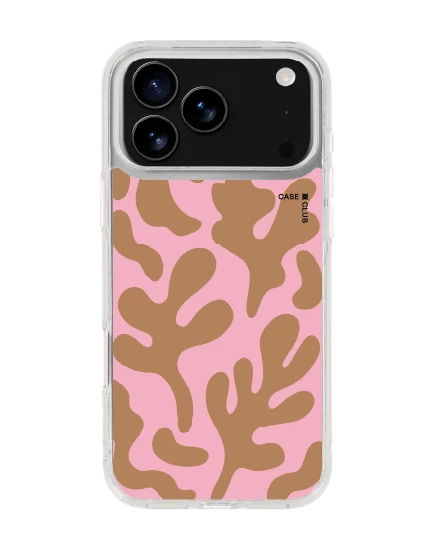 iphone 17 pro max clear magsafe pink & brown abstract freeform pattern