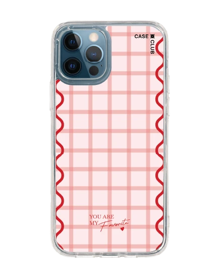 iphone 12/12 pro clear case pink checkered