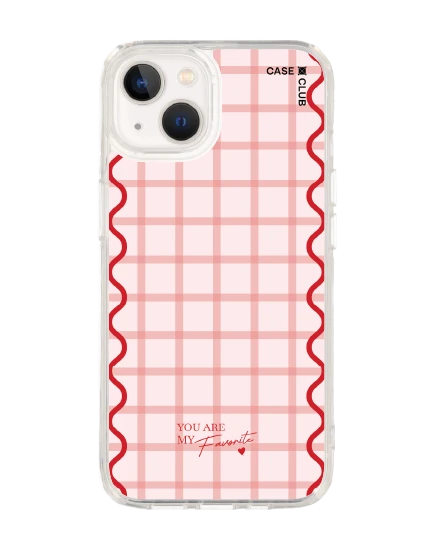 เคสใส iphone 13 magsafe ลายตารางสีชมพู