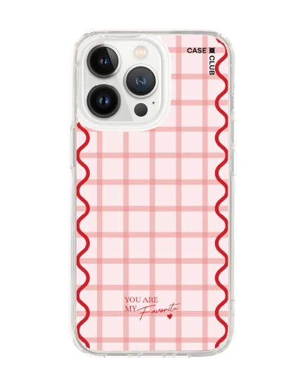 iphone 13 pro clear case pink checkered