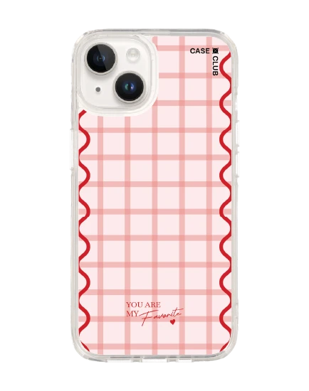 เคสใส iphone 14 magsafe ลายตารางสีชมพู