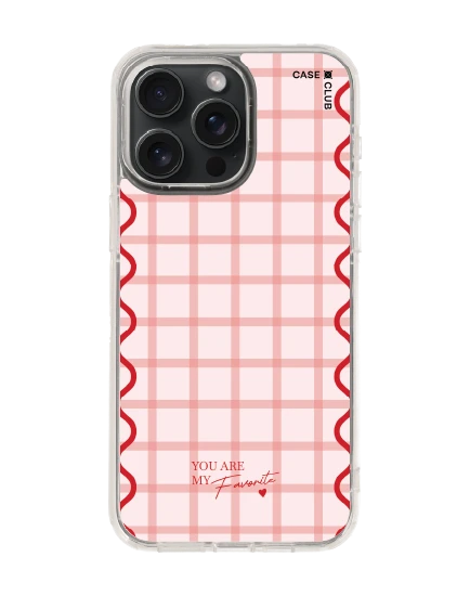 เคสใส iphone 15 pro max magsafe ลายตารางสีชมพู