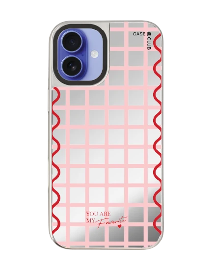 iphone 16 plus mirror case magsafe pink checkered