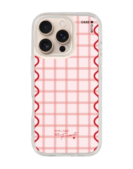 เคสใส iphone 16 pro magsafe ลายตารางสีชมพู