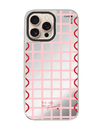 iphone 16 pro max mirror case magsafe pink checkered