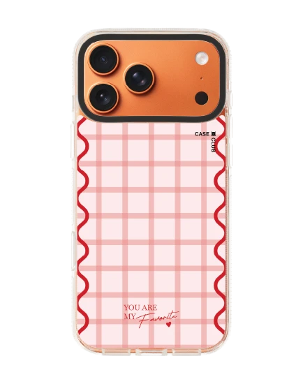 เคสใส iphone 17 pro max clear case magsafe shield ลายตารางสีชมพู