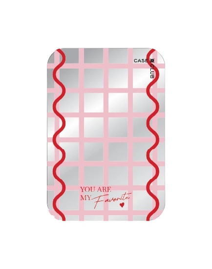magnetic mirror cardholder stand pink checkered