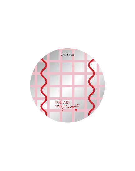 ป็อปกริปกระจก ลายตารางสีชมพู