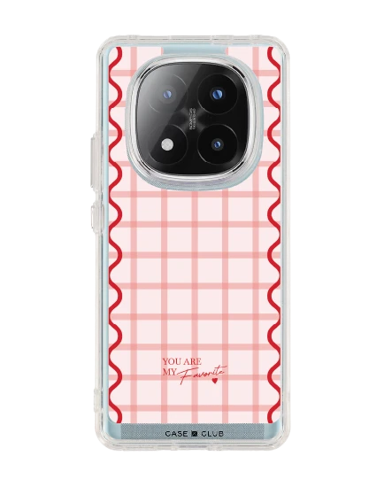 redmi note 14 pro plus clear case pink checkered