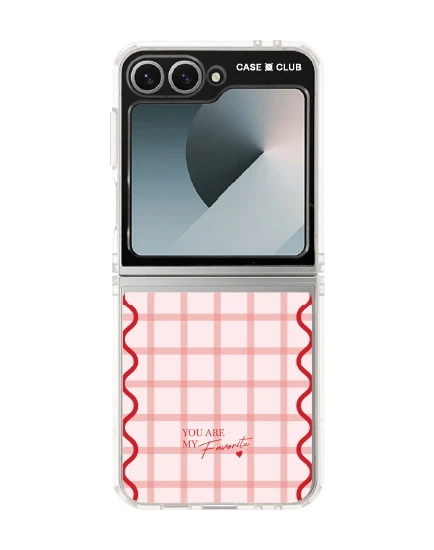 samsung galaxy z flip 6 clear case pink checkered