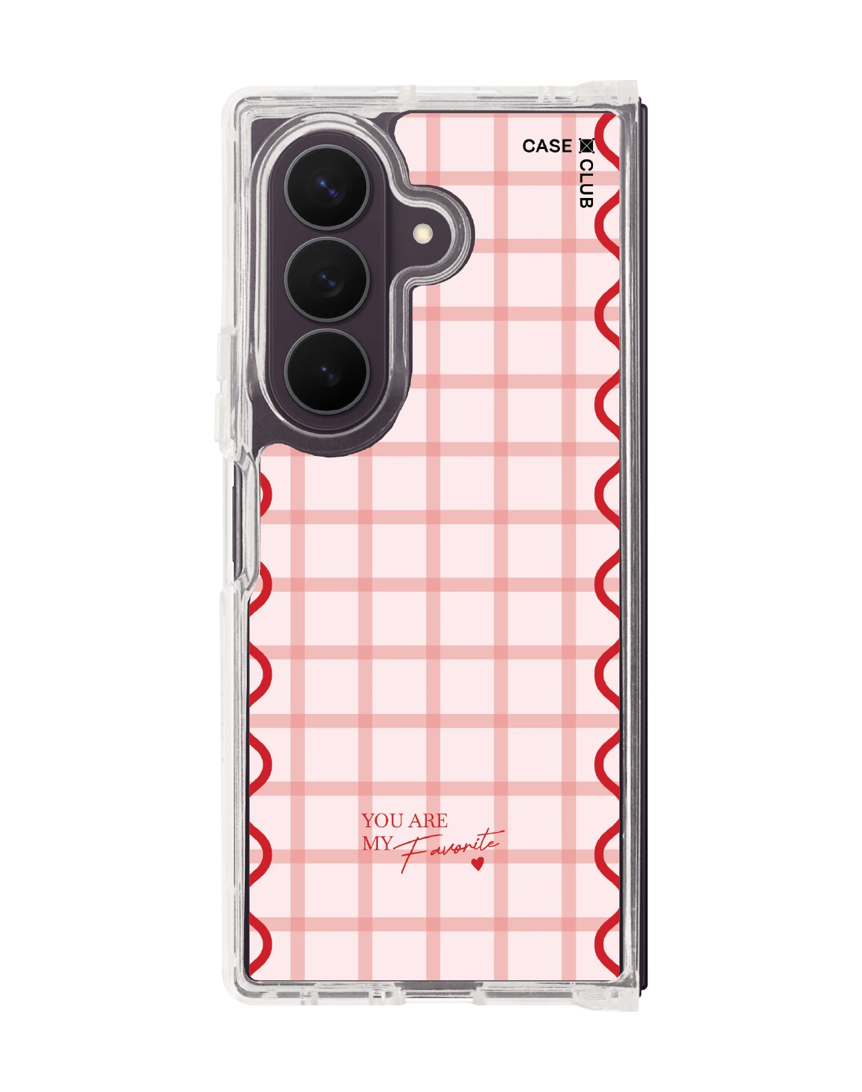 เคสใส samsung galaxy z fold 8 ultra magsafe ลายตารางสีชมพู