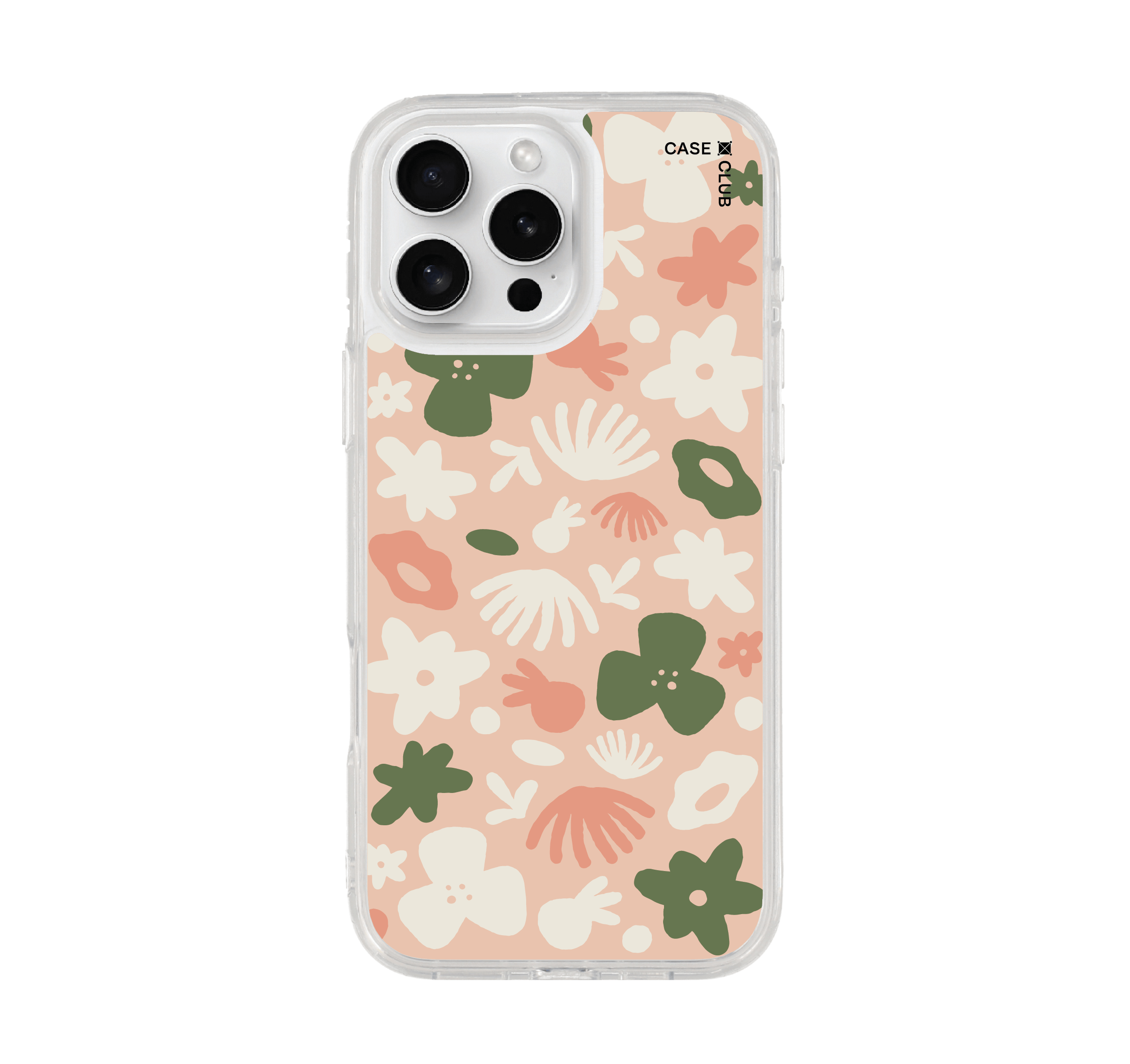 เคสใส iPhone 16 Pro Max ดอกไม้ชมพู