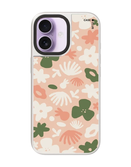 เคสกระจก iphone 17 magsafe ลายดอกไม้น่ารัก โทนชมพูเขียว