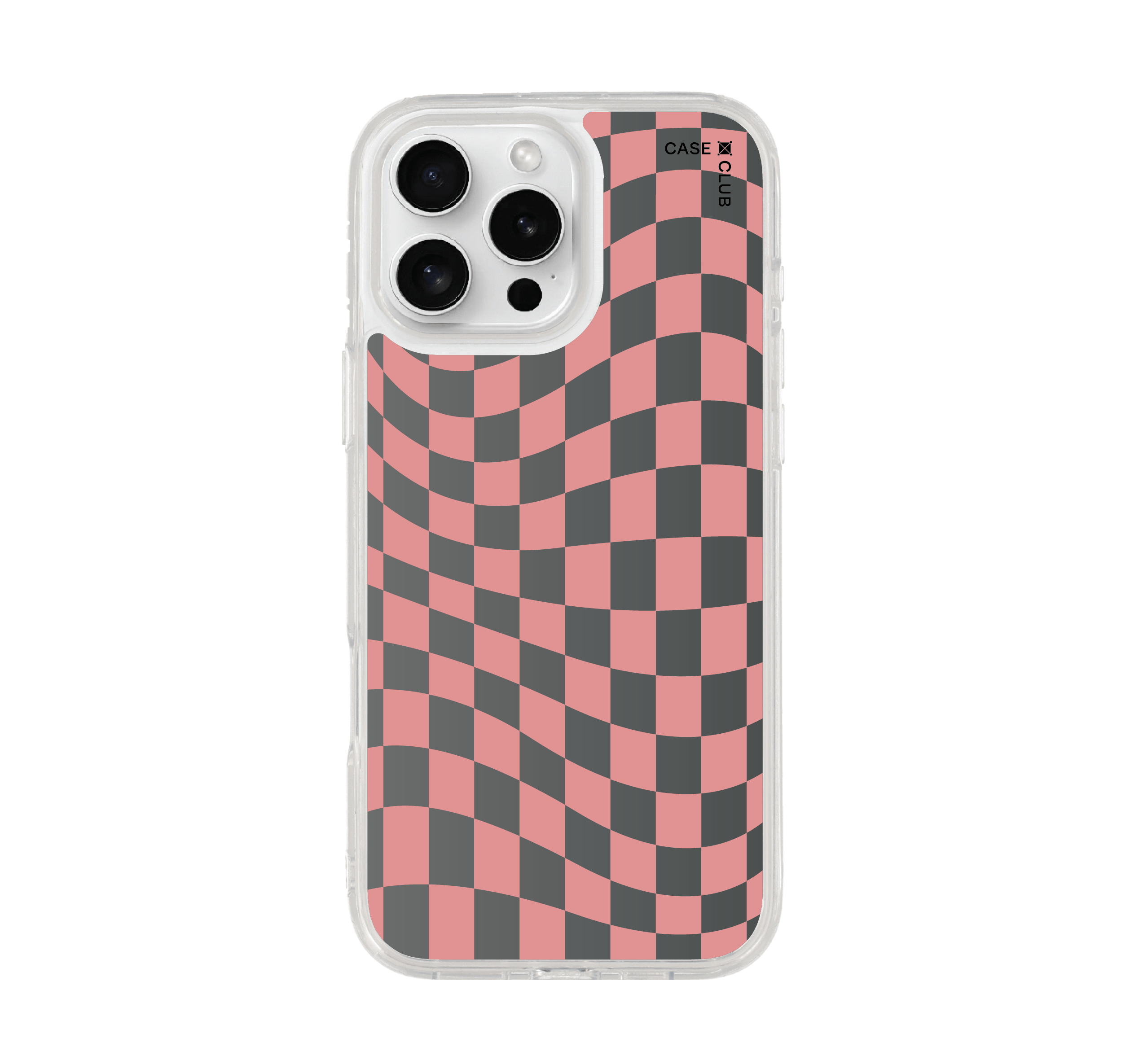 เคสใส iPhone 16 Pro Max ตารางไล่สีชมพู